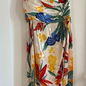 Vintage Miss O Oscar de la Renta Cream Silk Dress with Floral and Dot pattern